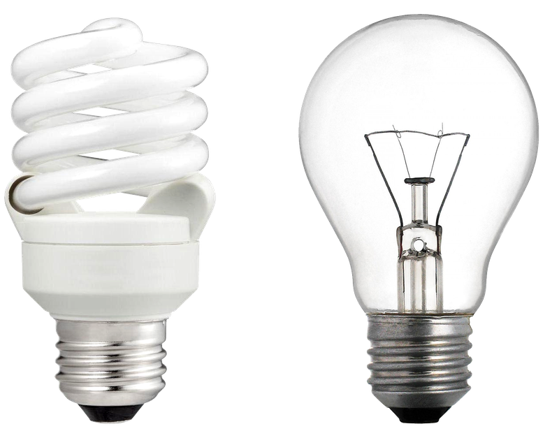 CFL and incandescent light bulbs