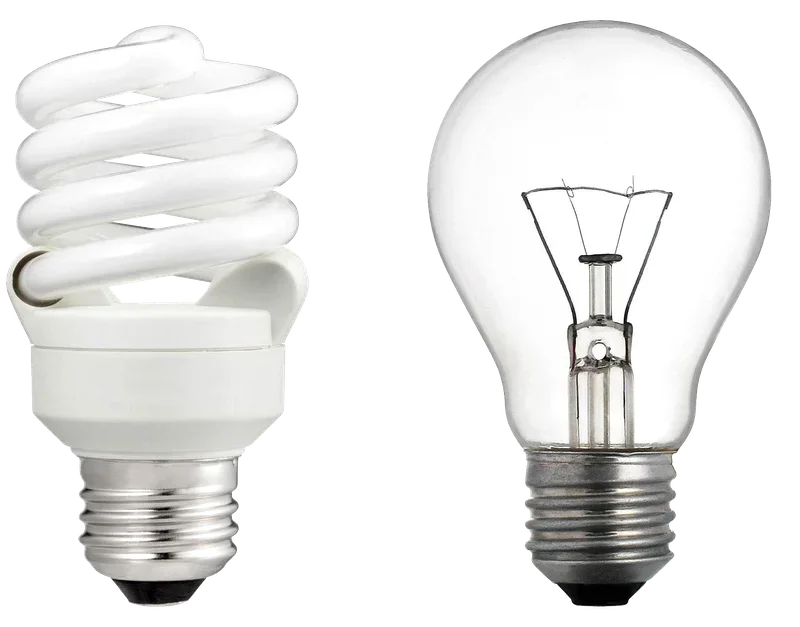 CFL and incandescent light bulbs
