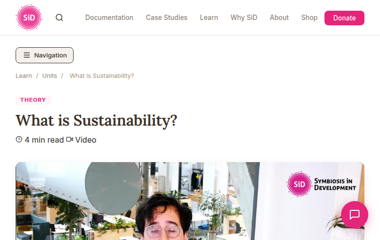A learning unit with video lecture, reading content, and exercises